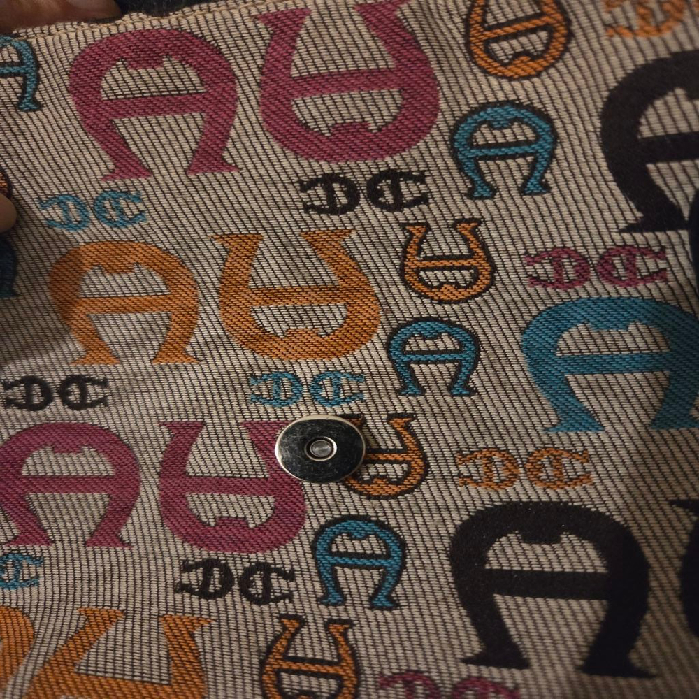 Women's Etienne Aigner Multicolor Logo Canvas Tote Bag One Size - Picture 5 of 14